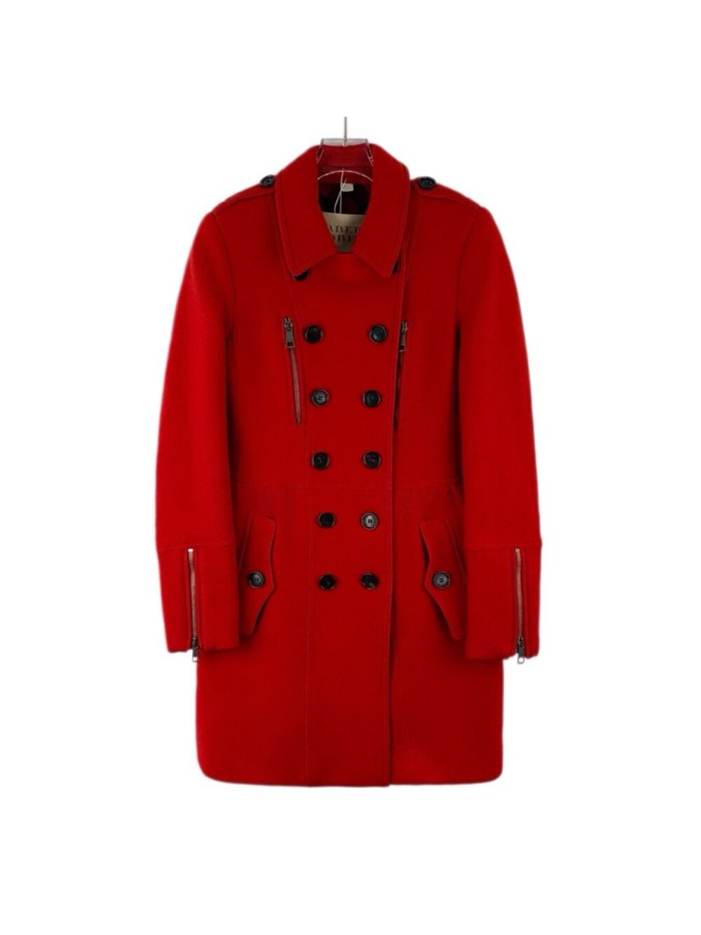 Burberry Red Wool Double-Breasted Long Coat